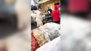 He Won't Do That Again: Dude Attacks A Street Vendor