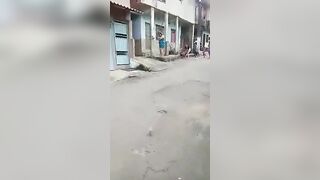 Big girl getting beaten up naked in some favela in Brazil.