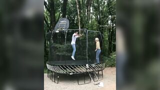 WCGW jumping on a trampoline