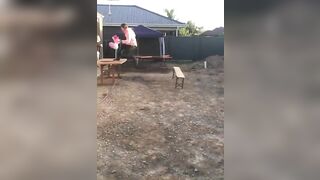 Idiot attempting to fight the wooden bench