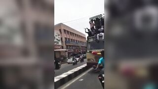 Truck Collapses with people on it