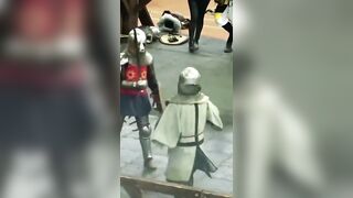 Guy In Armor Gets Karate Kicked In The Head