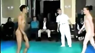 Nude girl wrestling match