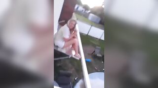 Drunk Bitch Falls Two Stories On Her Ass