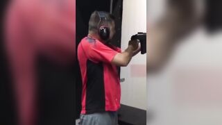 Idiot gets hit in face with his own damn gun