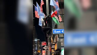 Pro Palestine Protester Ripping Down American Flags in NYC