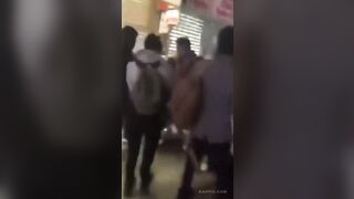 2 man punch a man and then steal his new computer on the open street