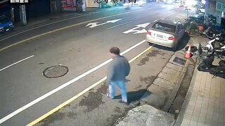 Distracted Man Hit By Motorcycle In Taiwan