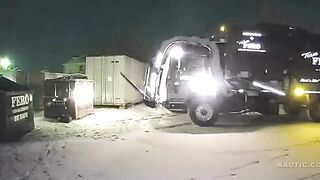 Sleeping Homeless Guy Dumped Into Garbage Truck