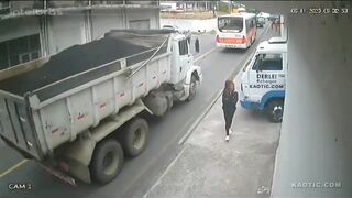 Pedestrian hit by truck