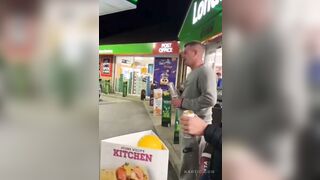 Throwing Hands and Cans at a Gas Station in the UK