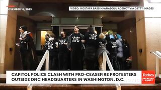 Wild Footage: Capitol Police Clash With Pro-Ceasefire Protesters Outside DNC Headquarters In D.C.