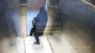 Drunk Russian Couple Fighting Inside The Elevator