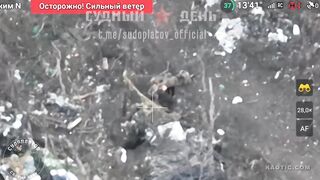 Right in the ass! A kamikaze drone hits a Ukrainian in the ass