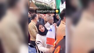 Burning a French Flag in a Pro-Palestine Protest