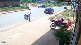 Biker Hit Head-on, Catches Nice Air