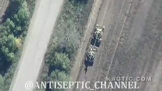 Russian Lancet hit in a ukrainian tank