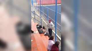 Badass hits an old man for celebrating goal