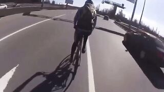 Cyclist Survives In Truck Accident In Russia