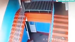 Russian Student Choses The Faster Way Down