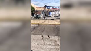 Mexican police shoot a teenager who attacked them with a brick