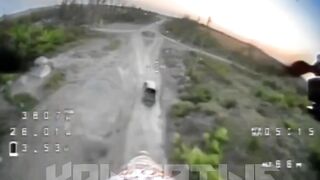 Russian kamikaze drone hits a truck of ukranian soldiers