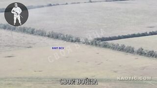 The tower flew off along with the shooter. Direct hit on the Ukrainian BMP