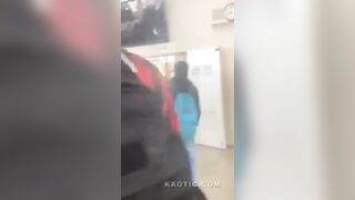 thug trying to steal a kids headphones at school