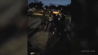 group of guys beat another