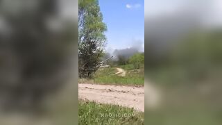 Tank obliterated by a direct hit