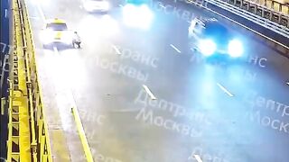 Driver Fixing The Wheel Gets Killed On The Road In Moscow