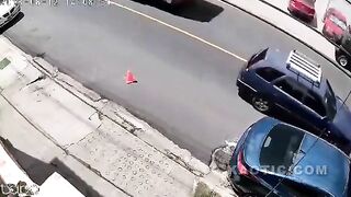 Distracted driver takes off