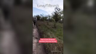 Ukrainian Soldier Accidentally Steps on Landmine