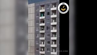 Thief Tries to Scale Down Building, and Then...