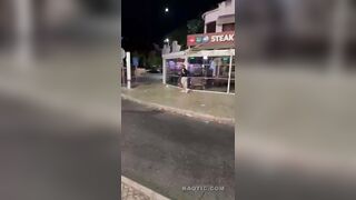 Drunk guy gets slapped by a cop