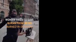 Danish Woman Is Tackled By Police For Trying To Stop The Burning Of A Koran