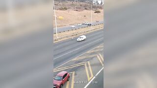 Man parks car on highway and uses traffic to suicide himself.