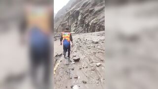 crushed by rock