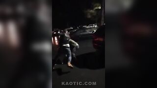 Deranged Man Hits Girl - Brawl Ensues