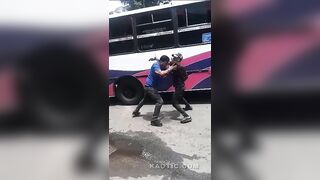 Bus Drivers Fight Over Route In Venezuela