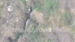 Hell fire. Direct hit with a 152 mm shell into a trench with Ukrainians