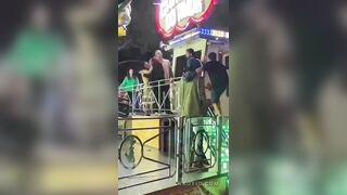 Another drunk stupid guy gets punched by worker