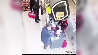 Poor old man dies in a supermarket.