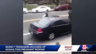 Pregnat woman getting beaten by 2 teenagers