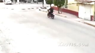 Biker crushed by pole