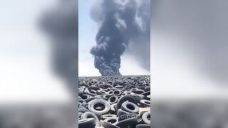 The biggest tire cemetery in the world is in Kuwait. This fire is always on and can be seen from outerspace... But western country's cows are responsible for climate change.