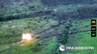 ANOTHER UKROID APC (STRYKER?) GETS BLOWN UP, SCATTERING CORPSES