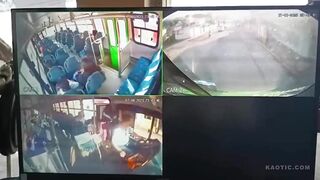 Fiery Bus VS Car Crash In Mexico