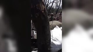 Dead invader in trench taken by Ukrainian troops