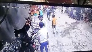 Man Surprised By Falling Pole In India